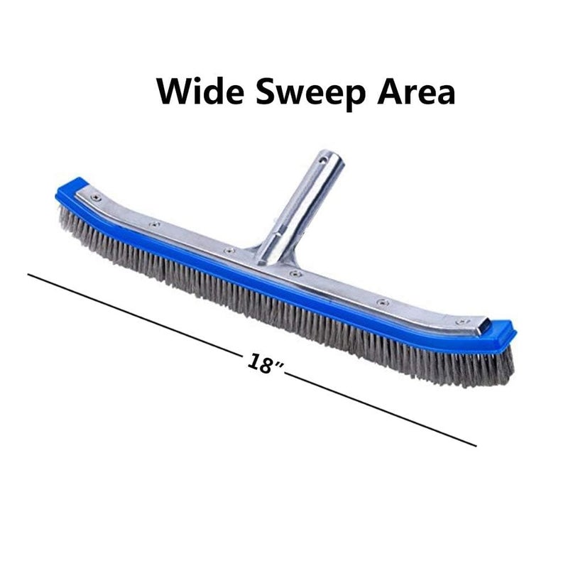 Lalapool Swimming Pool Brush for Cleaning Pool Walls,Tiles & Floors,Heavy Duty 18" Aluminum Stainless Steel Wire Bristle Pool Scrub Brush for Curved Cleaning Brushes with EZ Clips - Image 5